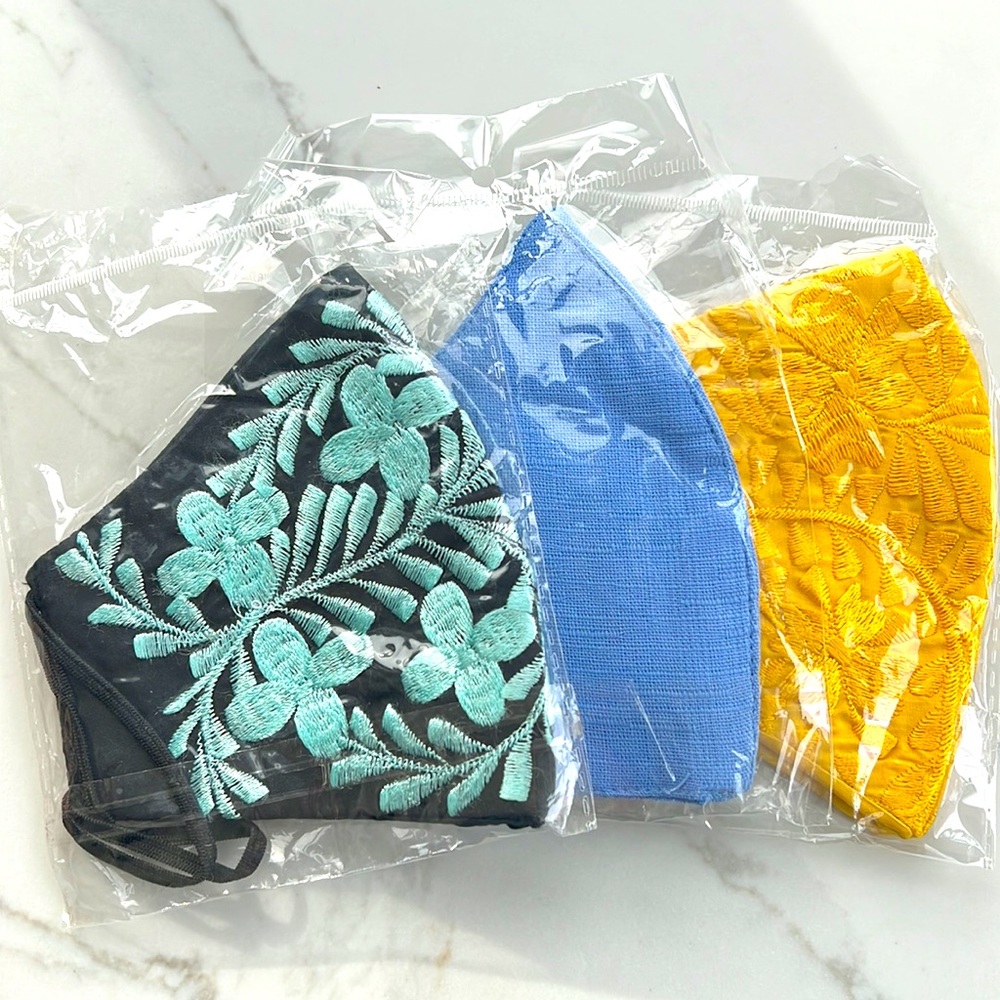 NEW—Set of 3 Embroidered Masks